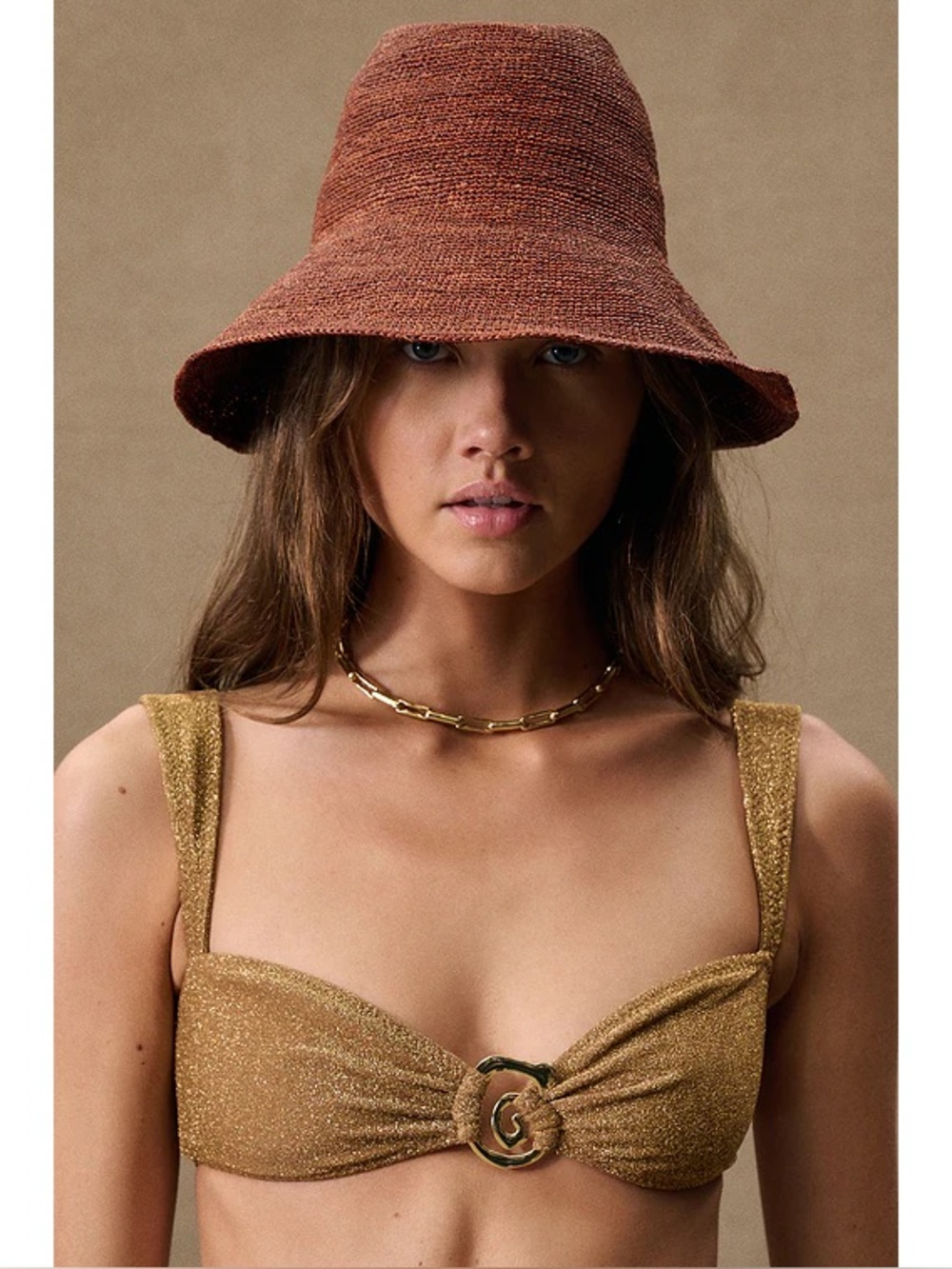 NWT Janessa Leone Tegan Bucket Hat in Chestnut M